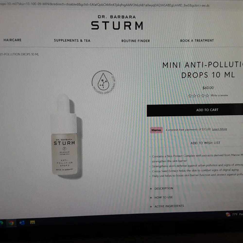 Dr. Barbara Sturm Anti Pollution Drops - made in Germany  - 10 ml  NEW